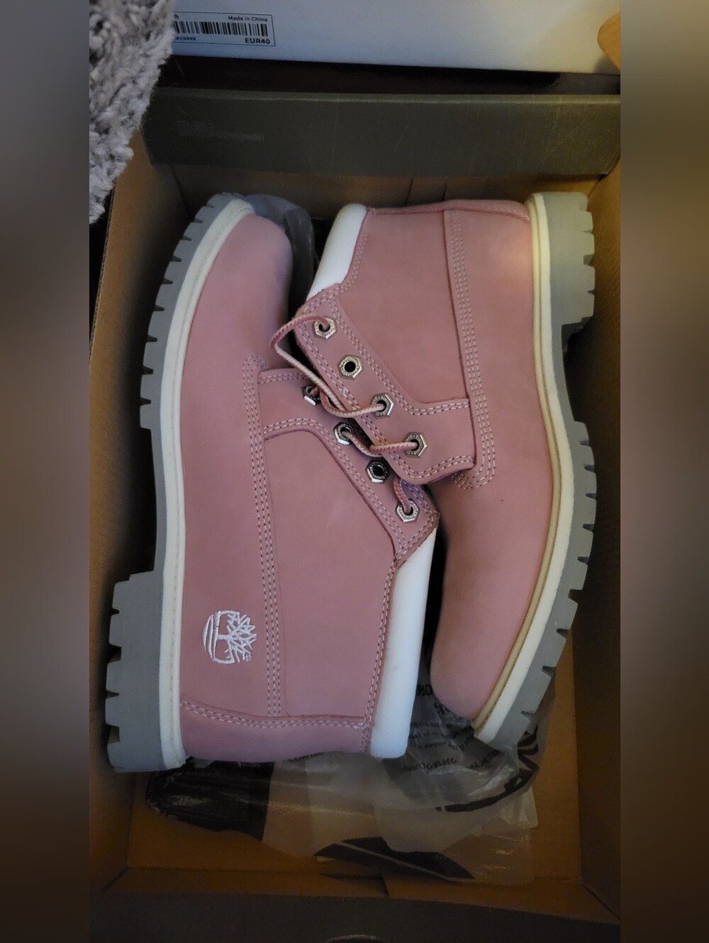Ladies Pink TIMBERLAND Lace-Up Ankle Boots